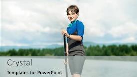  Presentation with active lifestyle - PPT theme featuring active-teen-girl-paddling background and a light gray colored foreground