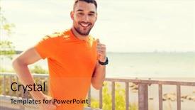  Presentation with heart rate - PPT theme enhanced with active weight loss - fitness sport people technology background and a coral colored foreground
