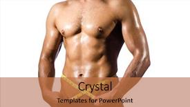  Presentation with measuring - Slide deck consisting of active weight loss - muscular man measuring his muscles background and a coral colored foreground