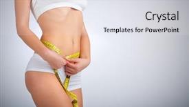  Presentation with measuring - Amazing theme having active weight loss - woman measuring her waist backdrop and a sky blue colored foreground
