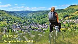  Presentation with biking - Colorful PPT theme enhanced with active-woman-biking-countryside-aveyron backdrop and a tawny brown colored foreground