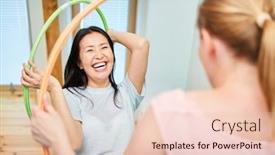  Presentation with gymnastics - Slide deck consisting of active-woman-is-having-fun background and a lemonade colored foreground