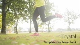  Presentation with active threat - Beautiful slide set featuring active-woman-jogging and a soft green colored foreground