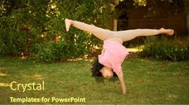  Presentation with home garden - Presentation design consisting of active-young-girl-having-fun background and a tawny brown colored foreground