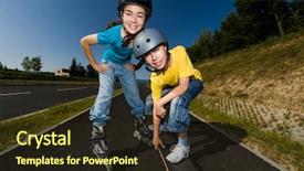  Presentation with people - PPT theme enhanced with rollerblade - active young people - rollerblading background and a wine colored foreground