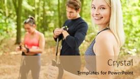  Presentation with walking nordic - Slide deck consisting of active-young-woman-doing-nordic background and a coral colored foreground