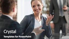  Presentation with job - Theme with active young woman employee background and a dark gray colored foreground