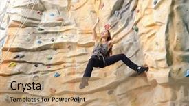  Presentation with rock wall - Cool new presentation theme with active-young-woman-on-rock backdrop and a coral colored foreground