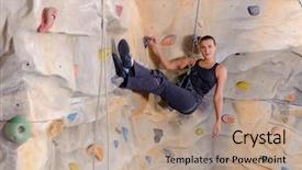  Presentation with rock wall - PPT theme featuring active-young-woman-on-rock background and a coral colored foreground