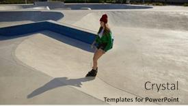  Presentation with roller skating - Slide set with active-young-woman-on-roller and a mint green colored foreground