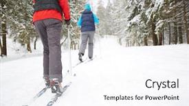  Presentation with keep moving forward - Audience pleasing presentation design consisting of activewear moving forwards in snowdrift backdrop and a sky blue colored foreground