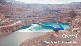  Presentation with blue mountain - Cool new presentation theme with activewear stretching outdoors woman training backdrop and a  colored foreground