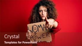  Presentation with poster - Beautiful presentation theme featuring activist-with-curly-hair backdrop and a tawny brown colored foreground