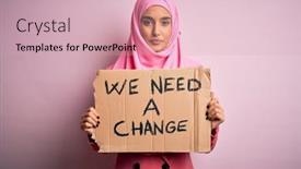  Presentation with change thinking - Audience pleasing presentation consisting of activist-woman-wearing-pink-muslim backdrop and a lemonade colored foreground