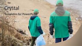  Presentation with polluted - Cool new presentation theme with activists in green uniform walk backdrop and a soft green colored foreground