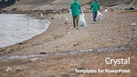  Presentation with polluted - Slides featuring activists in green uniform walking background and a coral colored foreground