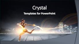  Presentation with running race - Beautiful theme featuring activit - sportswoman running race mixed media backdrop and a black colored foreground