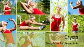  Presentation with sacred geometry symbol collage - PPT theme consisting of teenager health - collage of happy young woman background and a yellow colored foreground