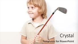 Presentation with club - Presentation with young boy with a golf background and a lemonade colored foreground