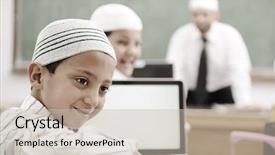  Presentation with children education - Amazing presentation design having activities in classroom at school backdrop and a soft green colored foreground