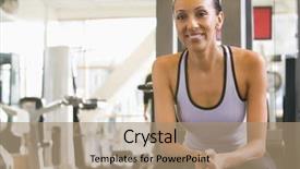  Presentation with woman in maze - Beautiful PPT theme featuring activities work - portrait of woman at gym backdrop and a coral colored foreground