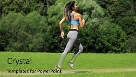  Presentation with complete - Amazing theme having activity completion - athletic happy brunette woman working backdrop and a  colored foreground