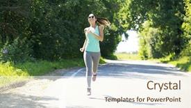  Presentation with complete - Amazing presentation theme having activity completion - athletic happy brunette woman working backdrop and a  colored foreground