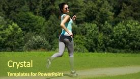  Presentation with complete - Cool new slides with activity completion - athletic happy brunette woman working backdrop and a tawny brown colored foreground