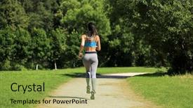  Presentation with complete - Theme having activity completion - athletic happy brunette woman working background and a  colored foreground