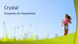  Presentation with meadow - PPT theme having activity completion - athletic woman working background and a  colored foreground