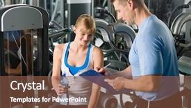  Presentation with personal - Slides consisting of activity completion - young woman completing personal fitness background and a tawny brown colored foreground