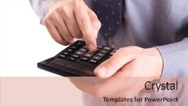  Presentation with calculator - Beautiful slide set featuring activity costs - businessman using calculator backdrop and a coral colored foreground
