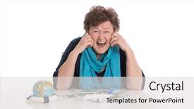  Presentation with older woman - PPT theme consisting of activity costs - glad older woman portrait concept background and a  colored foreground