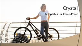  Presentation with bicycle - Slides having activity costs - image of adorable woman standing background and a white colored foreground