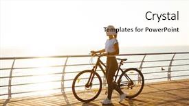  Presentation with bicycle - Beautiful theme featuring activity costs - image of attractive woman standing backdrop and a white colored foreground