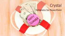  Presentation with rustic wood wooden frame - Colorful slide set enhanced with activity costs - lifebuoy on color wooden background backdrop and a  colored foreground