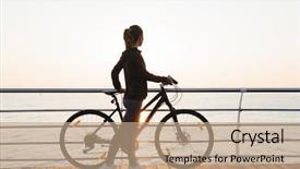  Presentation with bicycle - Slide deck having activity costs - photo of athletic woman standing background and a coral colored foreground