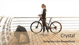  Presentation with woman in sea - PPT layouts featuring activity costs - photo of beautiful woman standing background and a coral colored foreground