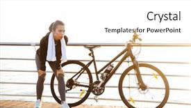  Presentation with towel for uk market - Beautiful slide deck featuring activity costs - photo of slim sportswoman backdrop and a white colored foreground