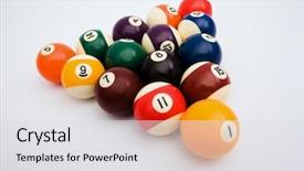  Presentation with spheres - Presentation theme having activity costs - spheres for game in billiards background and a light gray colored foreground