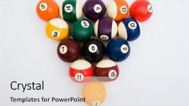  Presentation with spheres - Audience pleasing presentation consisting of activity costs - spheres for game in billiards backdrop and a  colored foreground