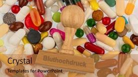  Presentation with hypertension - Beautiful slide deck featuring activity costs - stamp on colorful tablets photo backdrop and a gold colored foreground