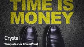  Presentation with time money - Theme having activity costs - top view of business shoes background and a dark gray colored foreground