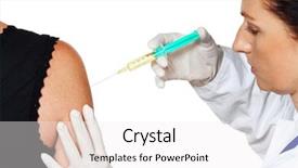 Presentation with influenza - PPT layouts consisting of activity costs - young doctor patient vaccinated background and a white colored foreground