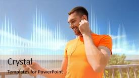  Presentation with sound signal - Slide deck with activity diagrams - fitness sport people technology background and a yellow colored foreground