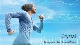  Presentation with heart rate monitor - Amazing PPT theme having activity diagrams - heart rate monitor concept young backdrop and a light blue colored foreground