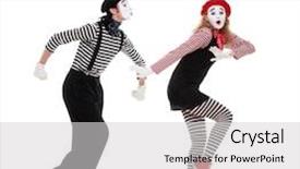  Presentation with actor - Presentation theme featuring actor - funny portrait of mimes man background and a light gray colored foreground