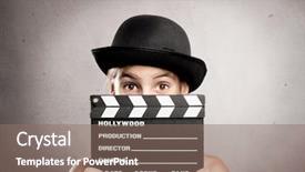  Presentation with clapper - Presentation theme with actor - little girl holding a movie background and a gray colored foreground