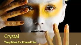  Presentation with woman body - PPT theme featuring actor - portrait of an artistic woman background and a coral colored foreground