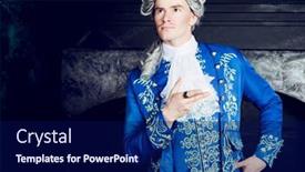  Presentation with actor - Audience pleasing slide deck consisting of actor-dressed-as-an-aristocrat backdrop and a navy blue colored foreground